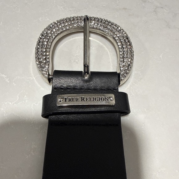 True Religion Other - True Religion Men's Belt Horseshoe Rhinestone Silver Crystal Belt Size L/XL